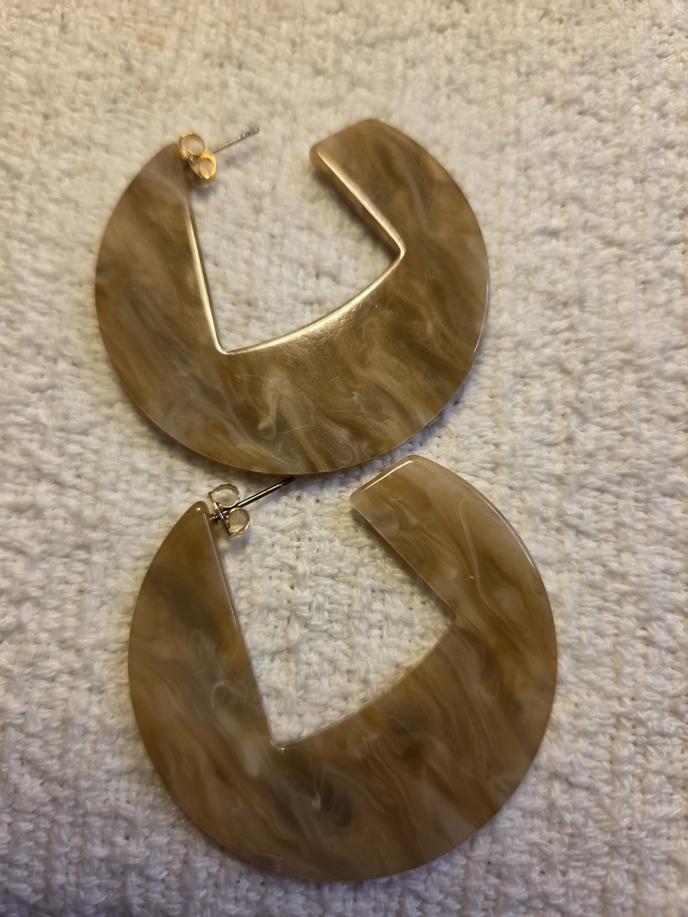 Light Brown Marbled Hoop Earrings - Women Jewelry